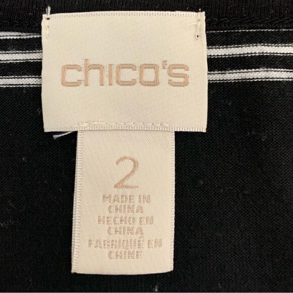 Chico’s Black & White Striped Fringe-Trim Tee
Sz 2 - Excellent Condition - Picture 7 of 7